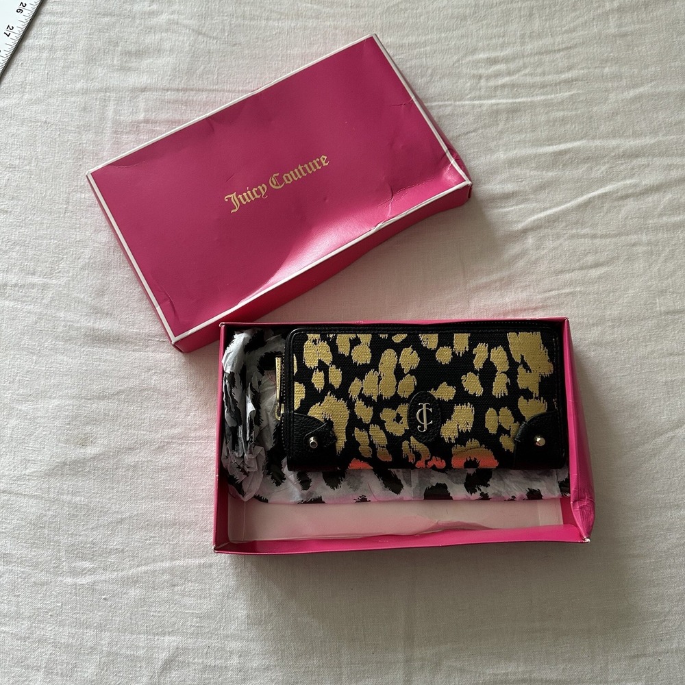 Juicy Couture Animal Print Wallet Zip 2013 Black Leopard Cheetah